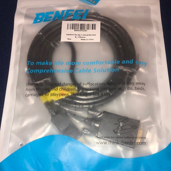 Benfei display port to vga adapter cable new - Picture 1 of 2